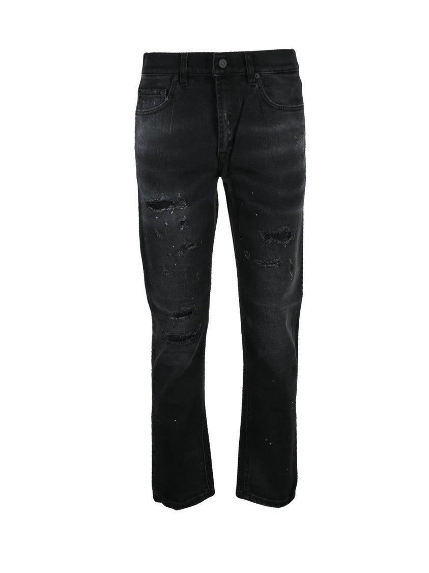 Dondup Mila Carrot Fit Black Distressed Jeans With Unique Design Elements