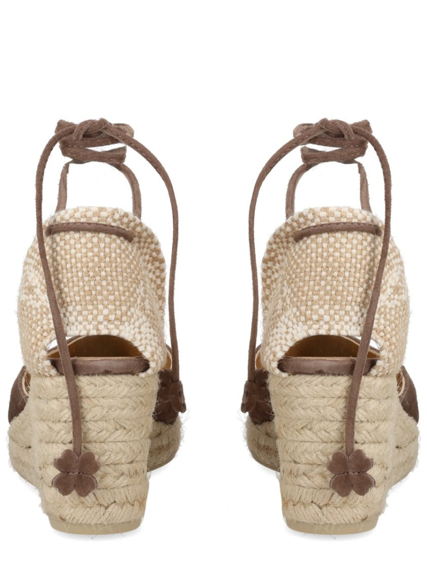 Castaner Brown Cute Leather Wedge Sandals