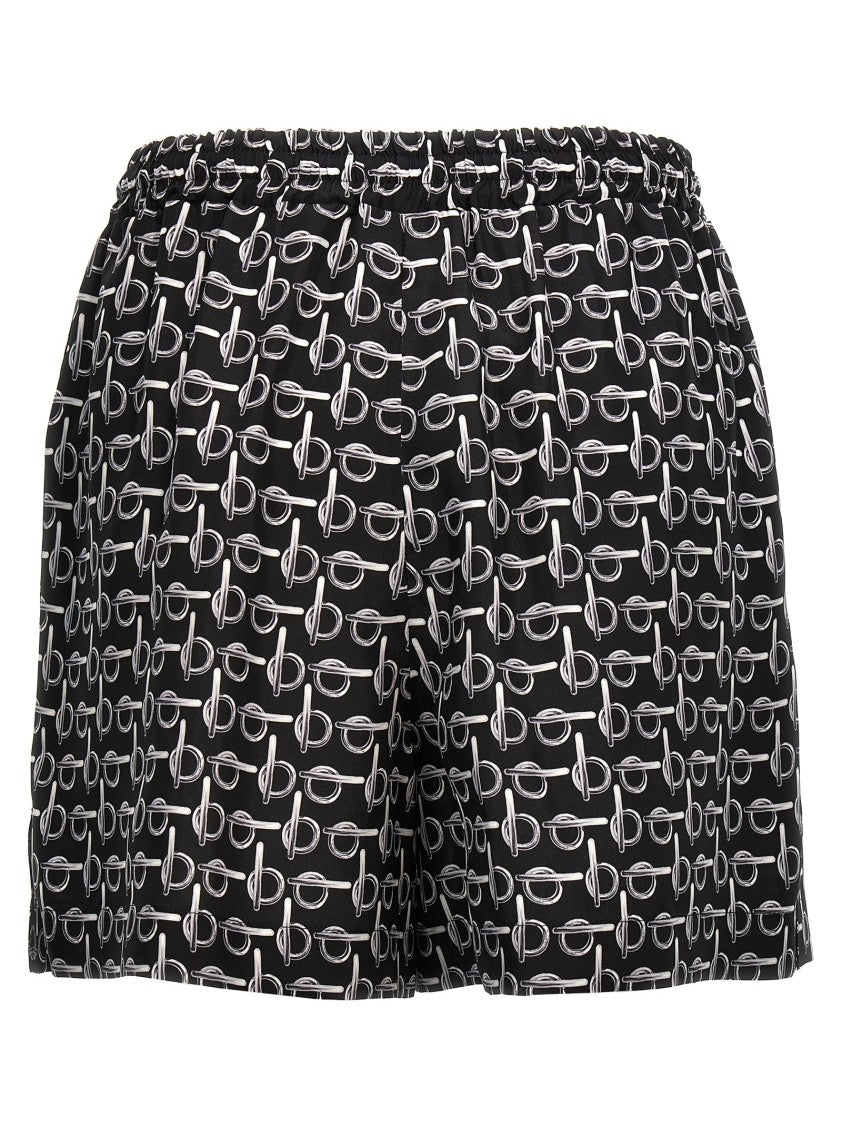 Burberry Silk Shorts With Playful Print And Adjustable Waistband