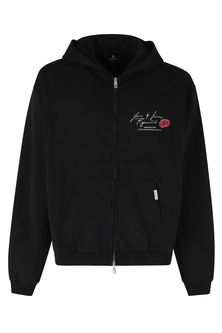 Represent Love And Kisses Print Oversized Zip-Through Hoodie