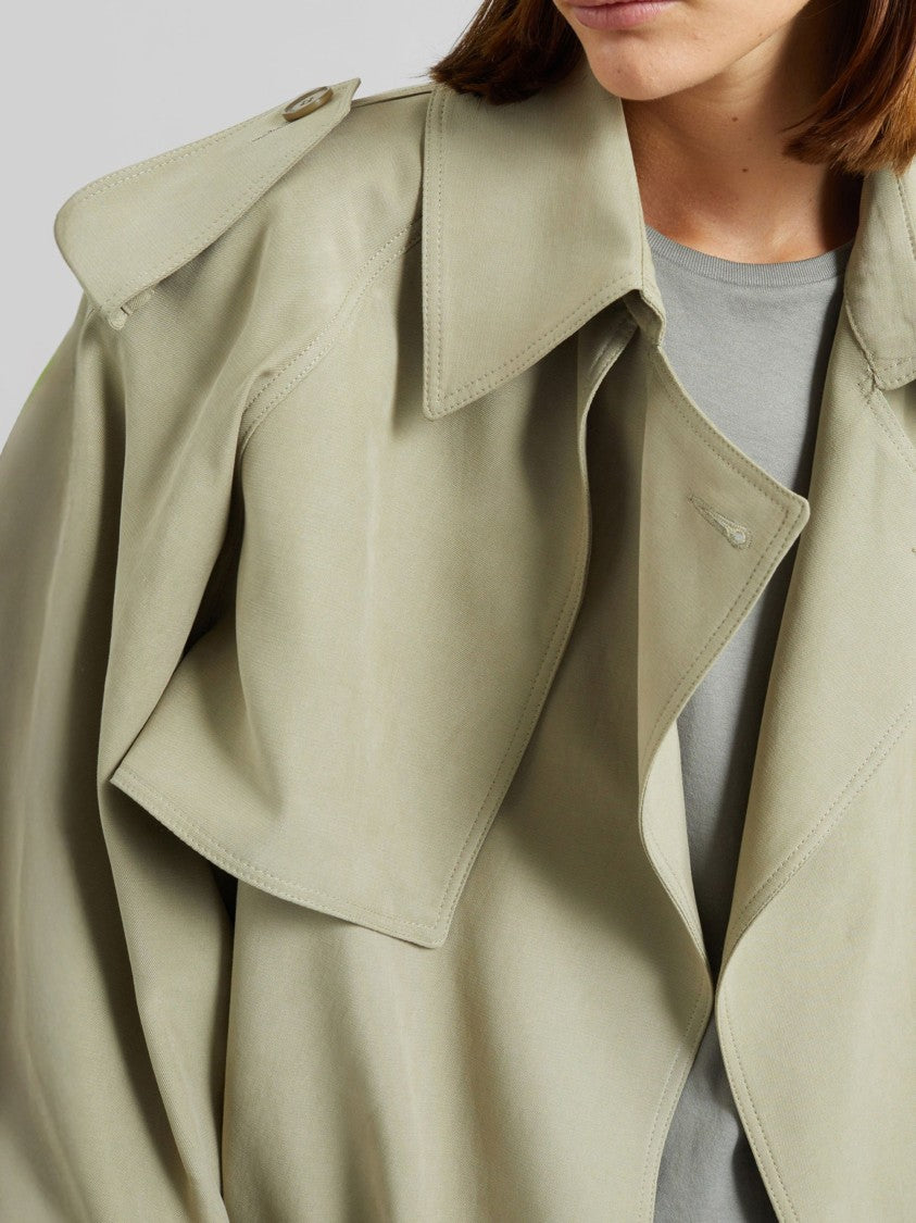 The Frankie Shop Green Elva Viscose Trench Coat