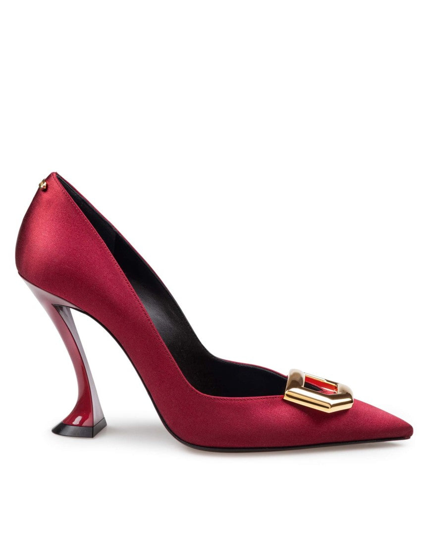 Lanvin Satin Buckle Pumps With Sculpted Heel