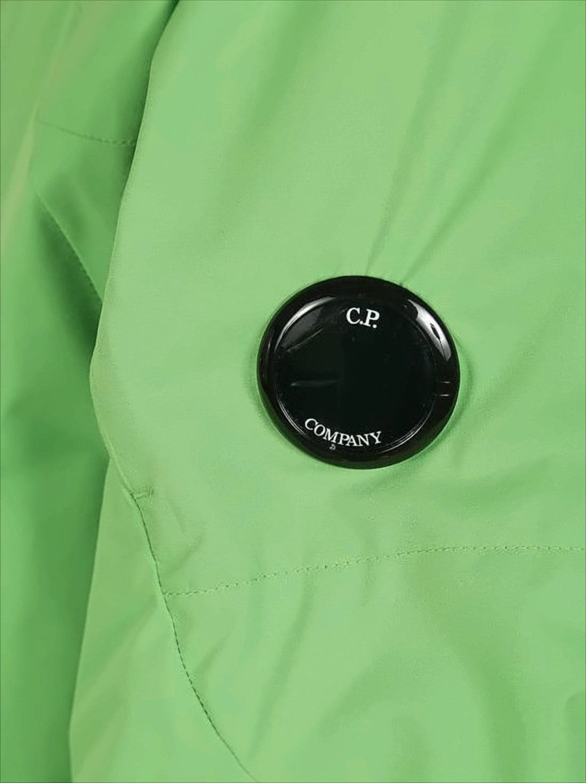 C.P. Company Vibrant Green Lightweight Hooded Jacket With Zip Closure And Patch
