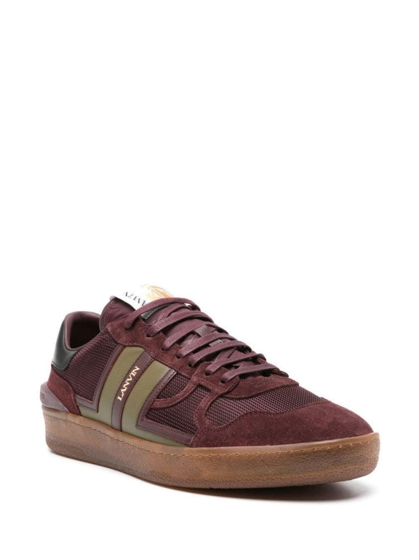Lanvin Bordeaux Red And Olive Green Calf Leather Sneakers