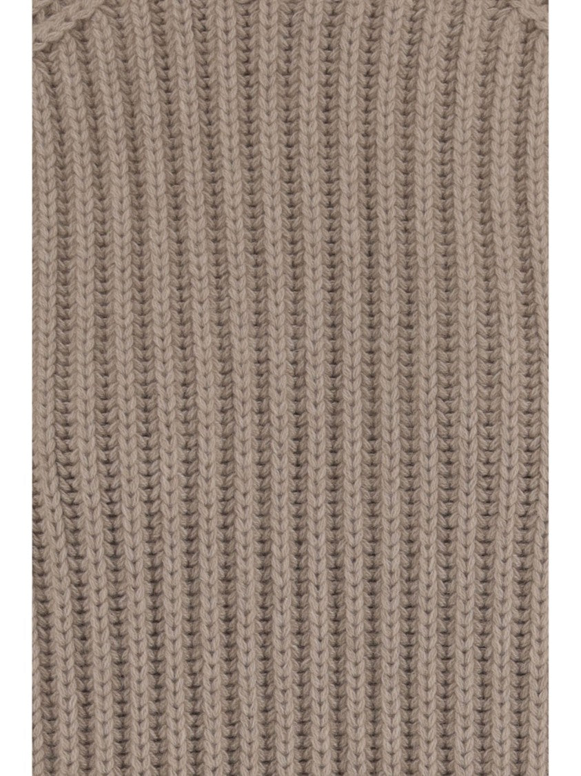 Malo Beige Ribbed Cashmere Turtleneck