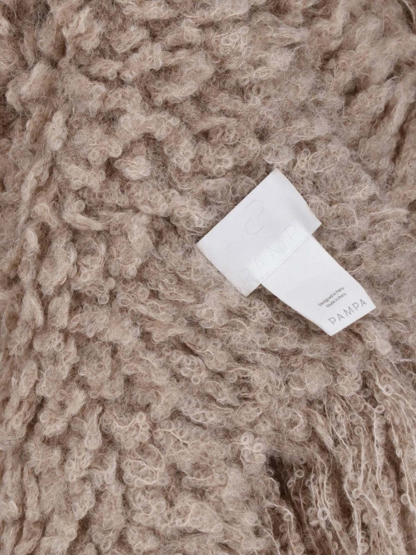 Pampa The Brand Beige Fringed Alpaca Wool Cape