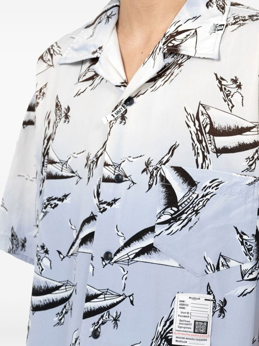 Maison Mihara Yasuhiro Sailboat Print Short Sleeve Shirt