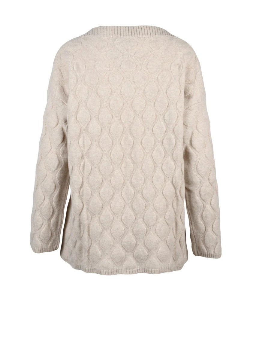 Filippo De Laurentiis Textured Knit Crewneck Pullover In Superfine Wool And Cashmere Blend