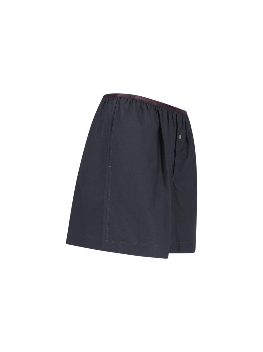 Lemaire Black Silk Blend Gathered Waist Shorts