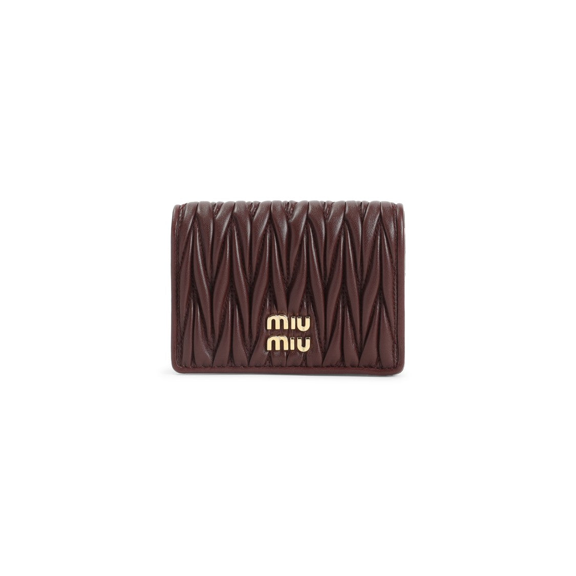 Miu Miu Quilted Red Lamb Leather Wallet With Metallic Logo