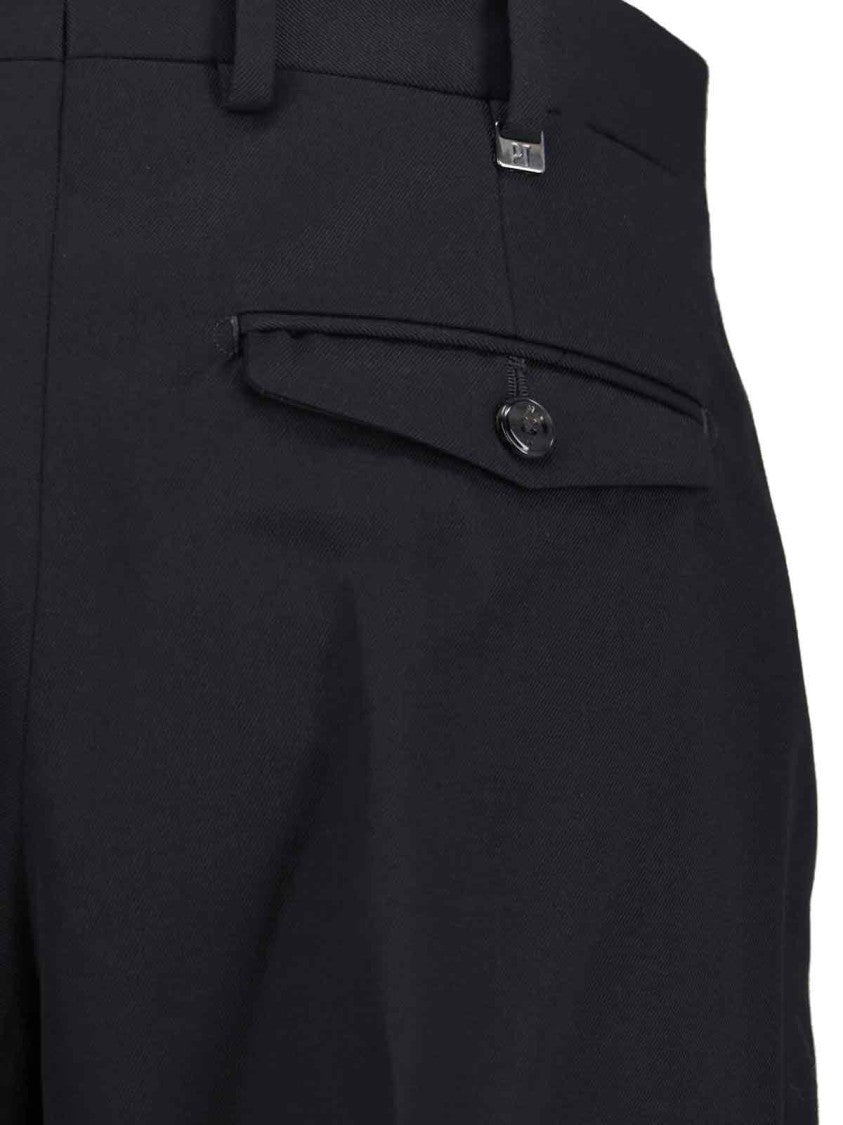 Pt Torino Mid-Rise Virgin Wool Trousers With Cuffed Hem