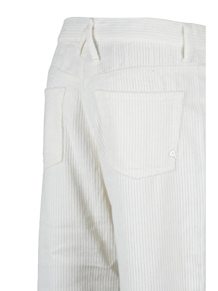 Cycle Wide Leg White Jeans With Vertical Stripe Texture