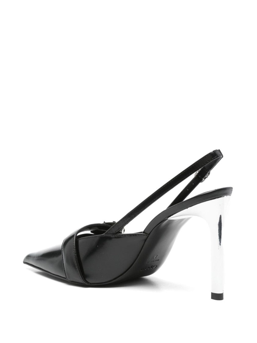 Coperni Black Pointed Toe Buckle Slingback Heels