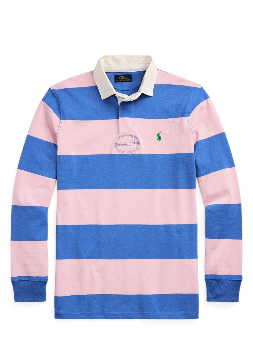 Polo Ralph Lauren Pink And Blue Striped Rugby Shirt