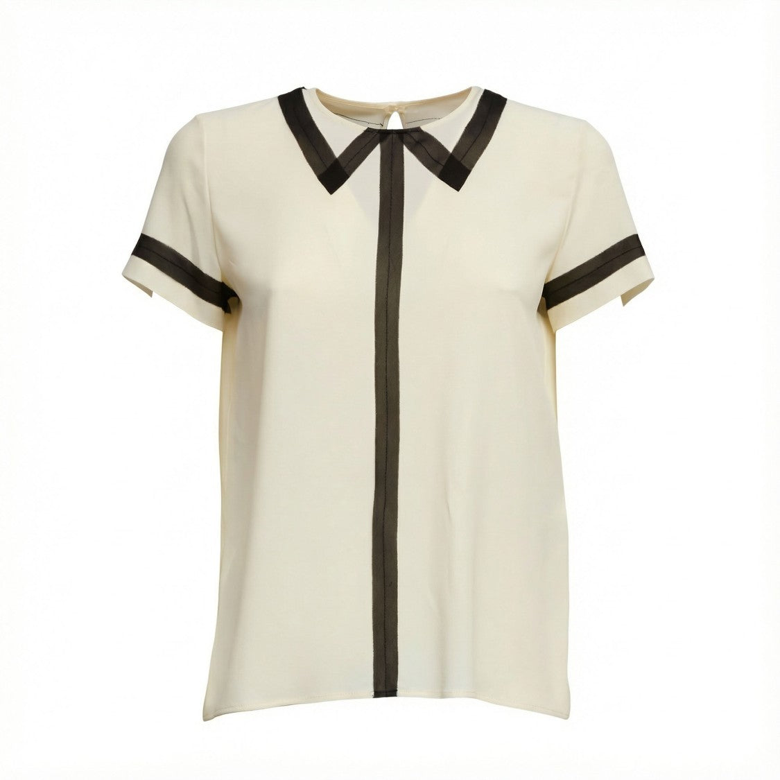 N°21 Short-Sleeve Blouse With Black Trims