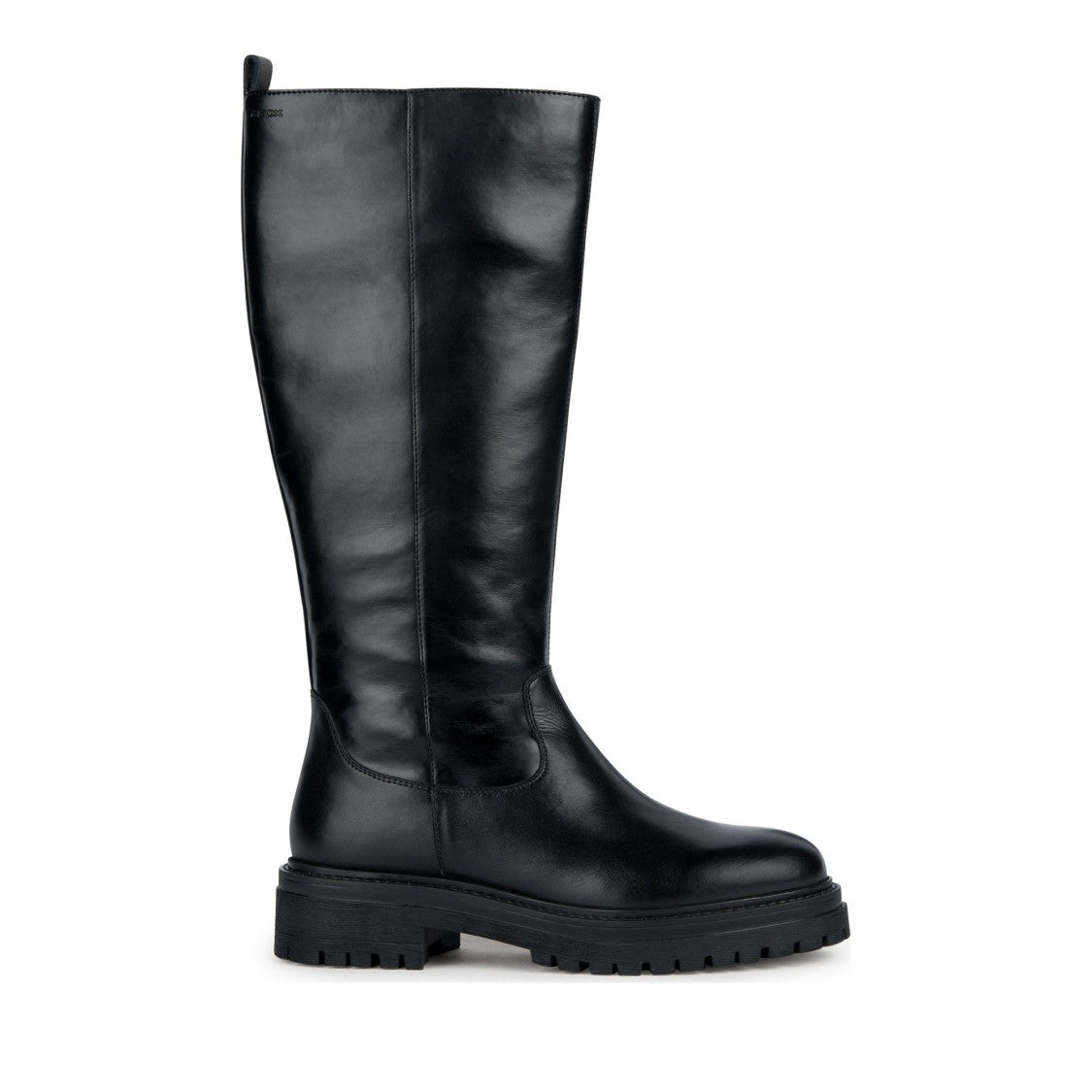 Geox Iridea Black Lugged Sole Zipper Nubuck Boots