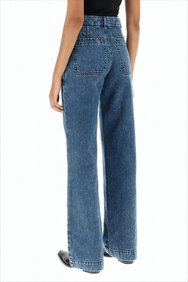 A.P.C. Wide-Leg Denim Pants With High Waist And Front Patch Pockets