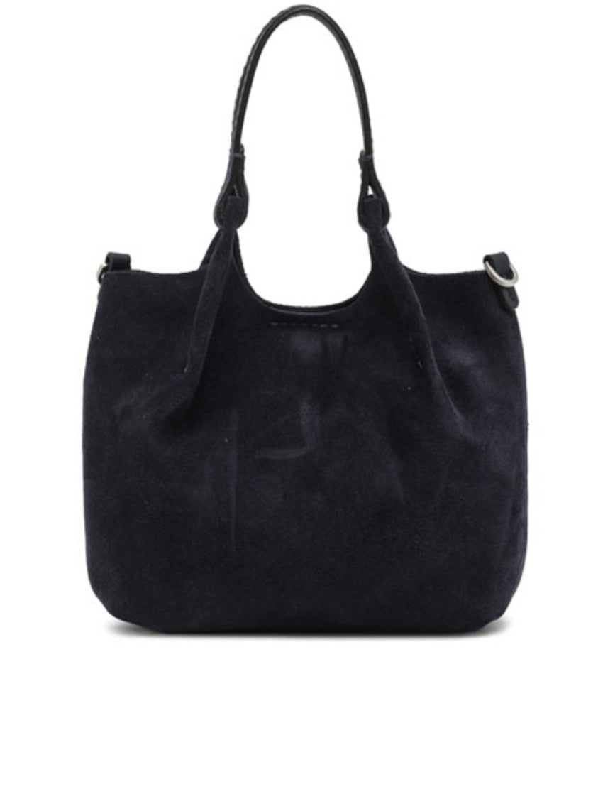 Gianni Chiarini Soft Black Suede Shoulder Bag With Silver Hardware