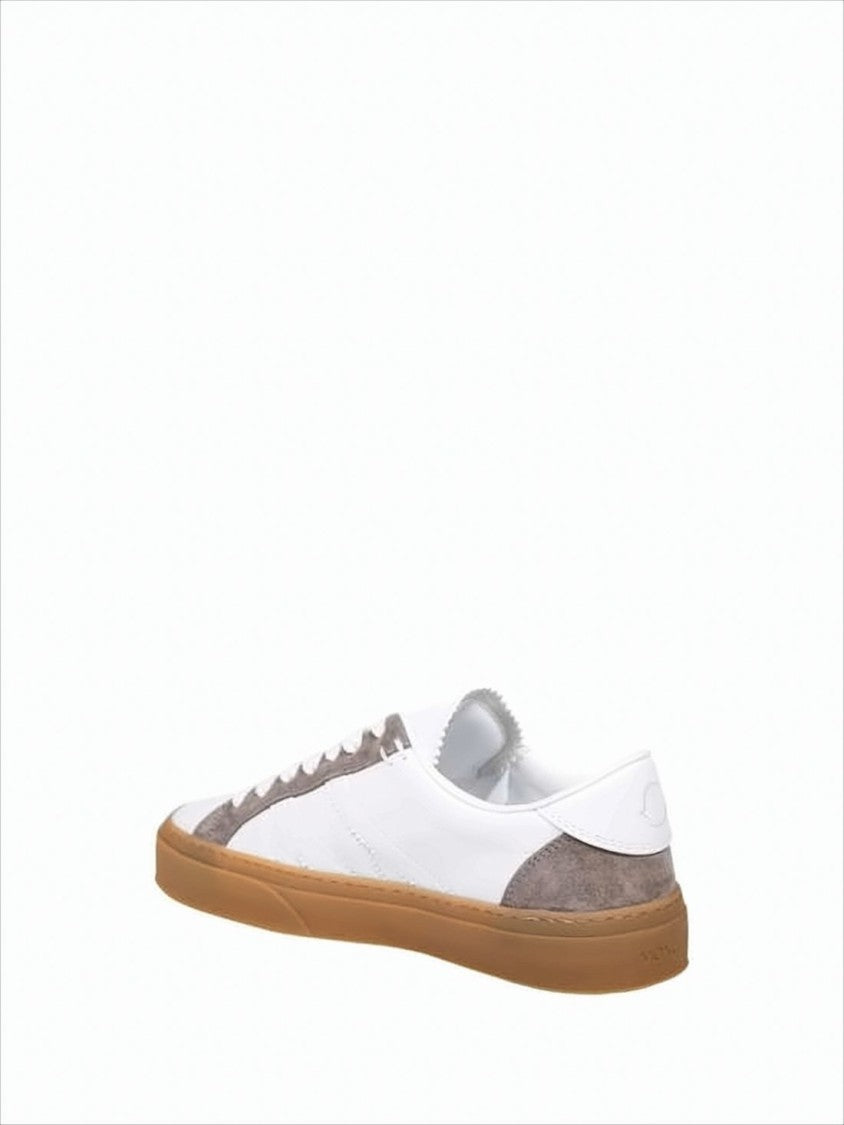 Moncler Low-Top Sneakers With Taupe Suede Overlays And Gum Rubber Sole