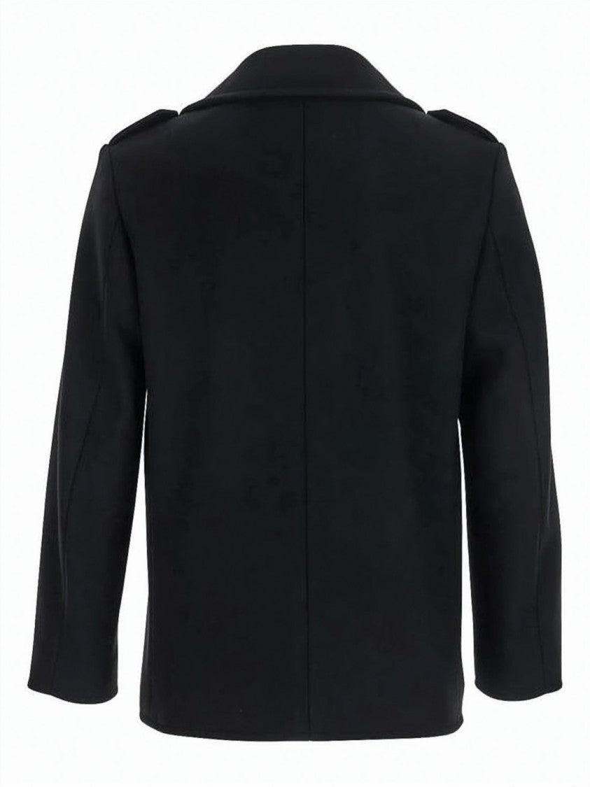 Saint Laurent Double-Breasted Wool Coat With Structured Silhouette