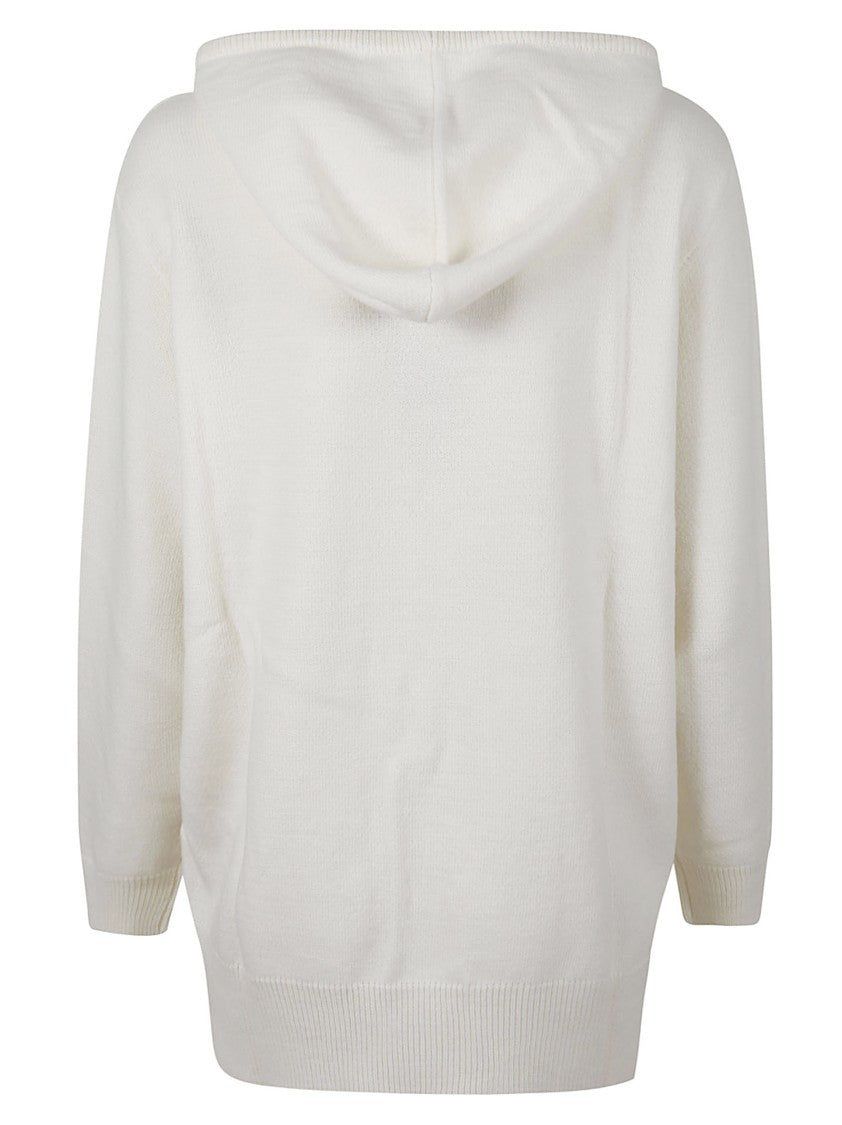 Ermanno Firenze Soft Hooded Sweater With Floral Embroidery