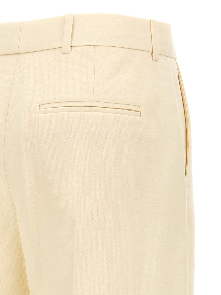 Tory Burch Cropped Crepe Trousers With Contrasting Hem