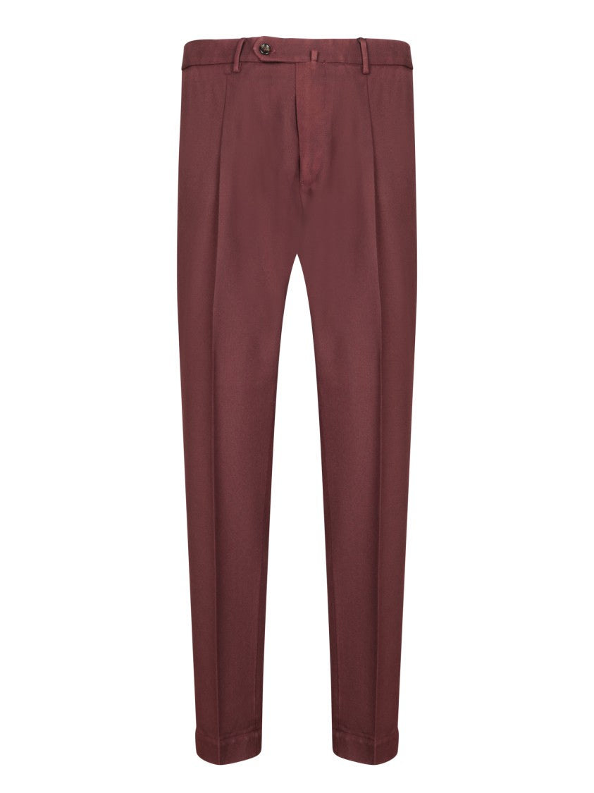 Dell'oglio Burgundy Tailored Fit Trousers