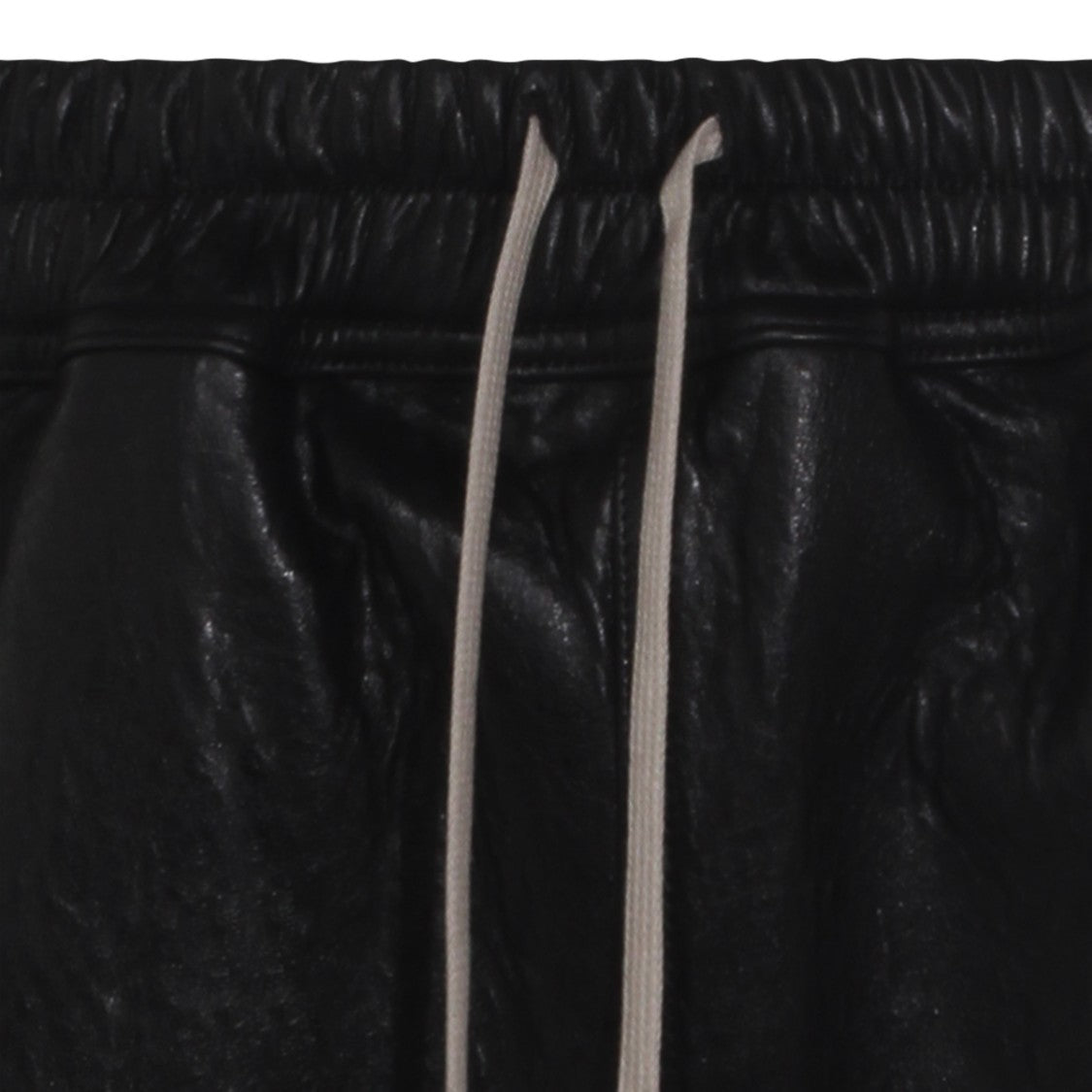 Rick Owens Black Leather Shorts