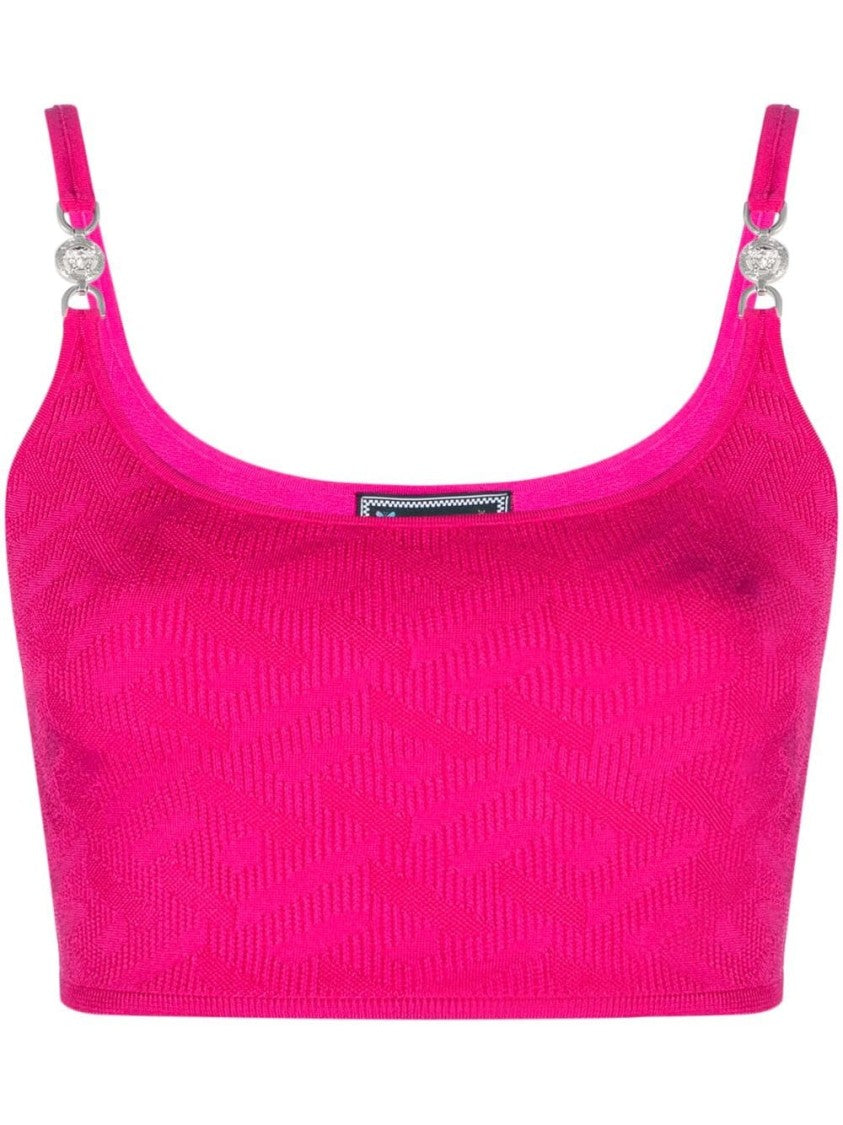 Versace Fuchsia Pink Knitted Crop Top