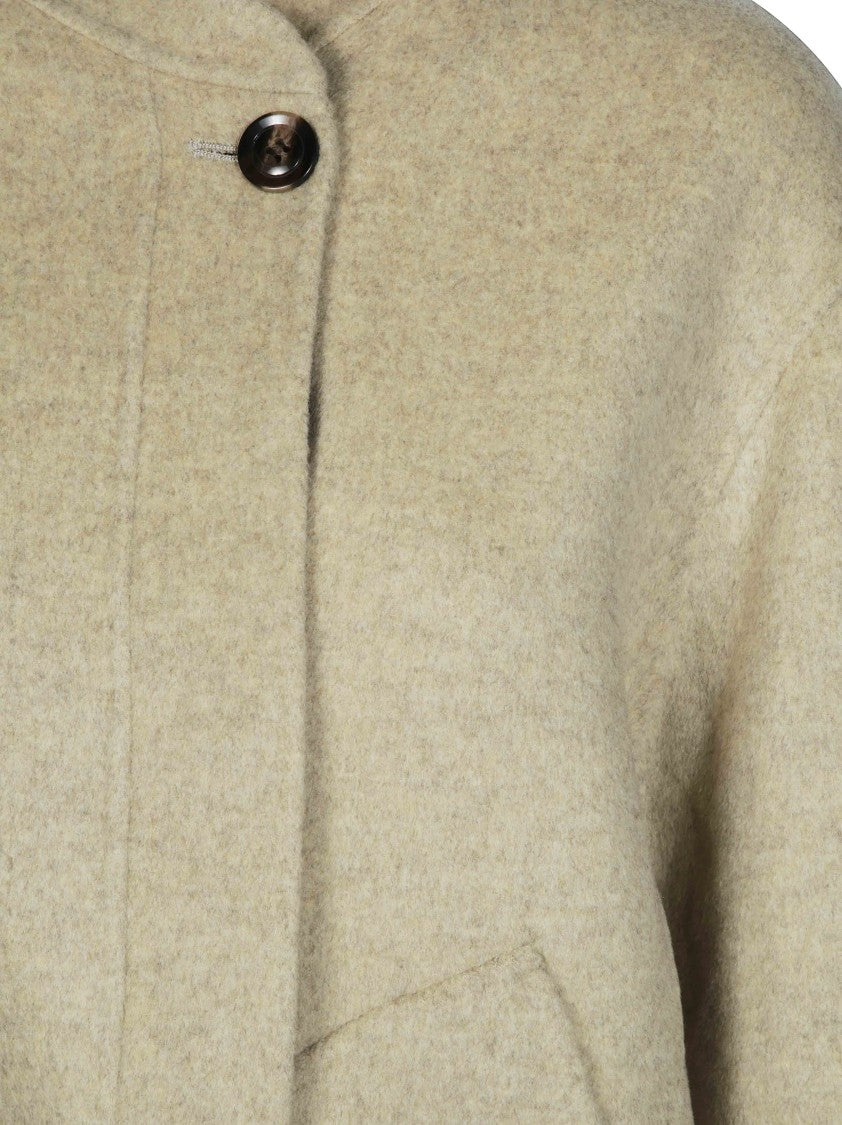 Soeur Cropped Textured Jacket With High Neckline And Button Closure