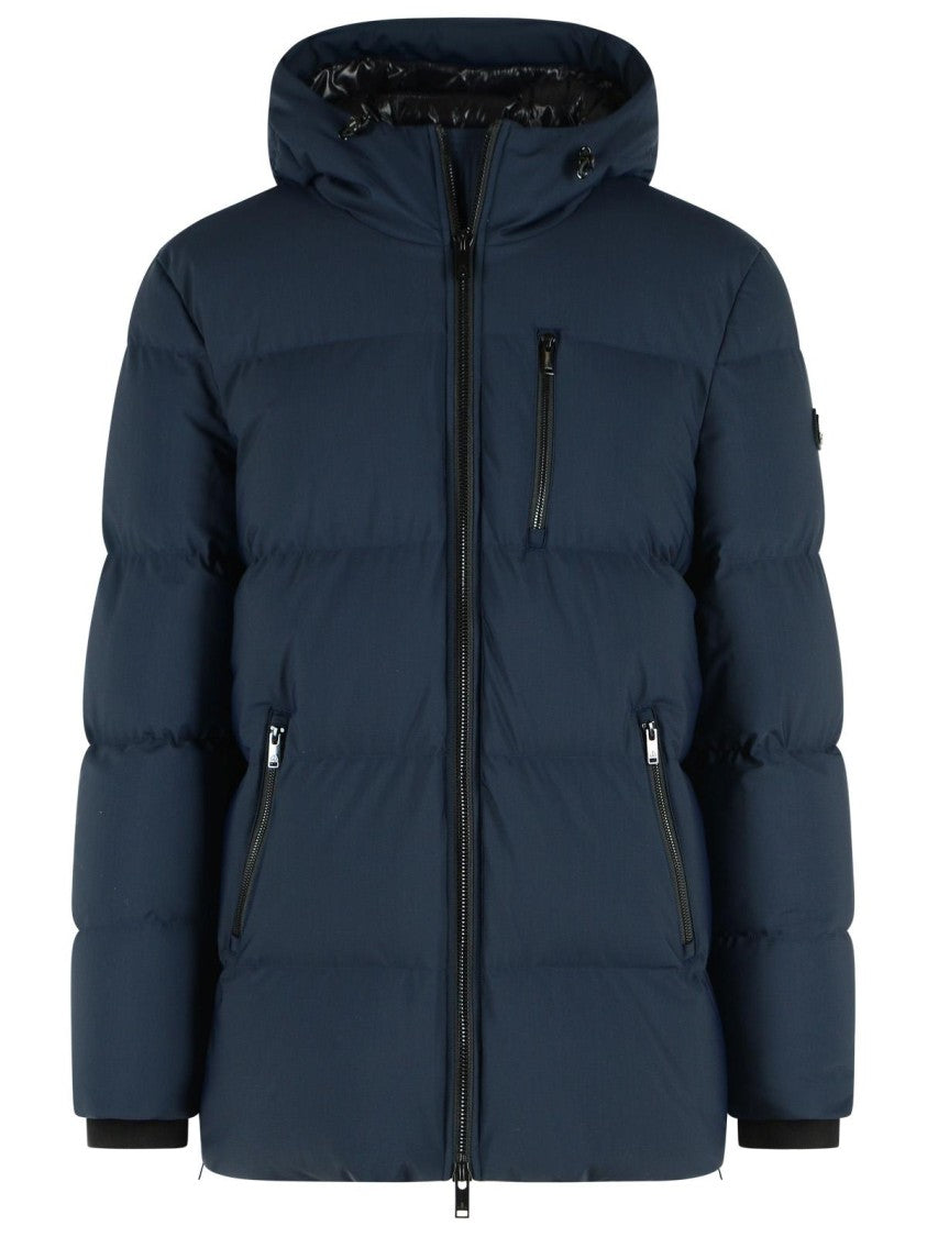 Moose Knuckles 'Soho 3Q' Navy Stretch Nylon Down Jacket