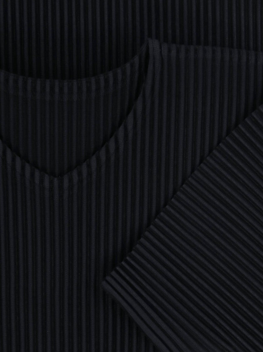 Homme Plissé Issey Miyake Black Pleated Crewneck Short Sleeve T-Shirt