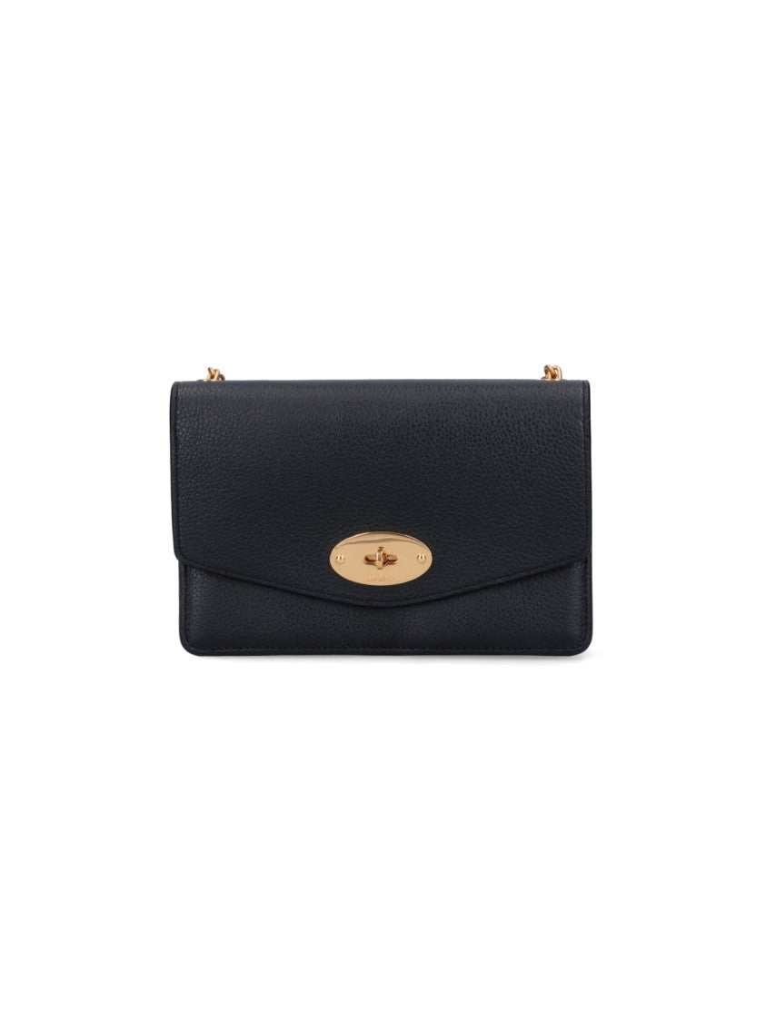 Mulberry "Darley" Small Bag, In Black Hammered Leather