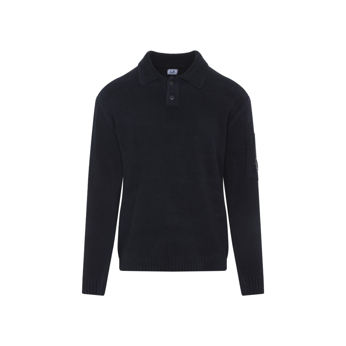 C.P. Company Long Sleeve Cotton Knit Sweater With Polo Collar