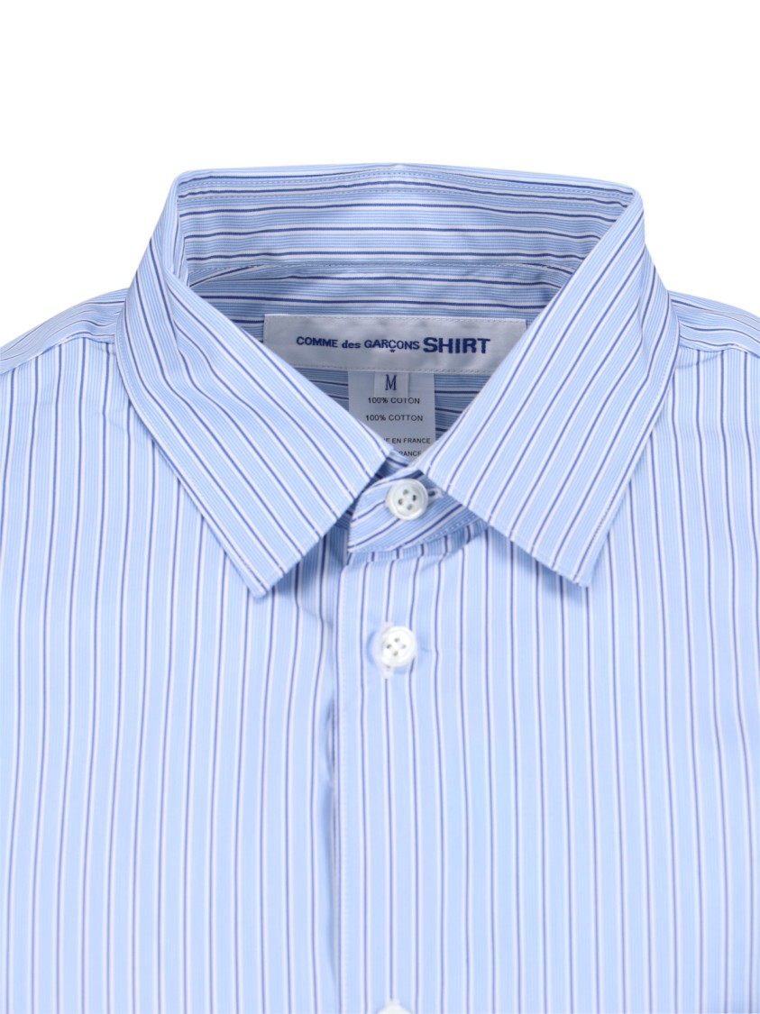 Comme Des Garçons Striped Shirt In Light Blue Cotton