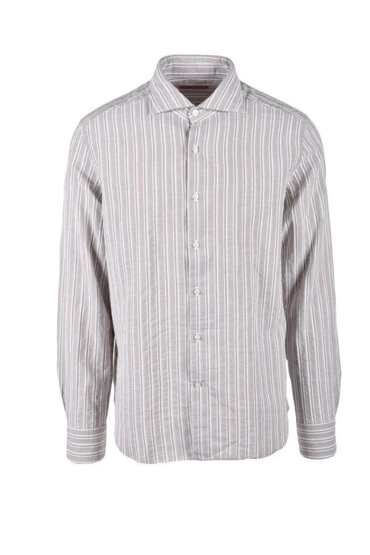Neumann New York Beige Striped Cotton Shirt