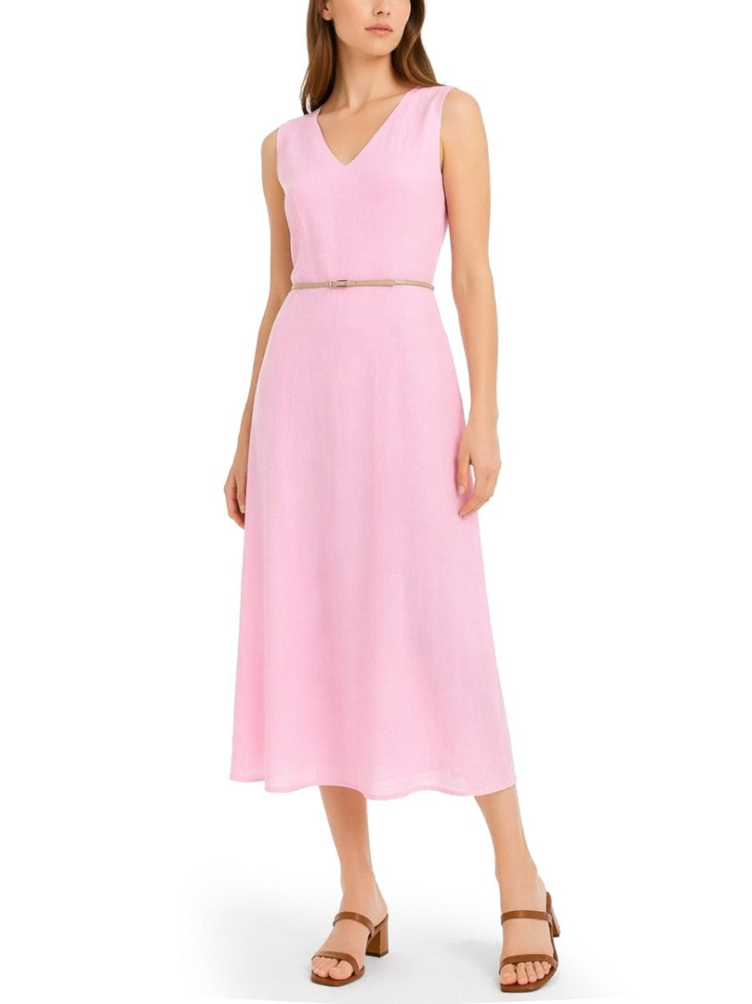 Fabiana Filippi Viscose Linen V-Neck Midi Dress