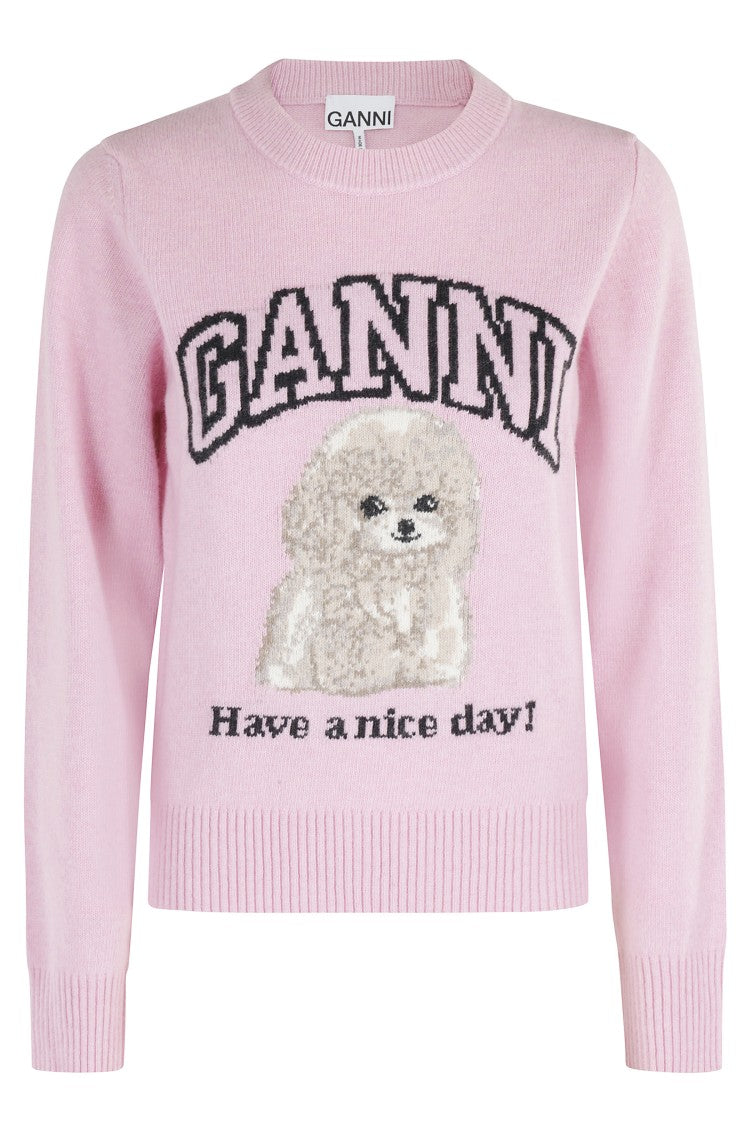 Ganni Pink Graphic Sweater