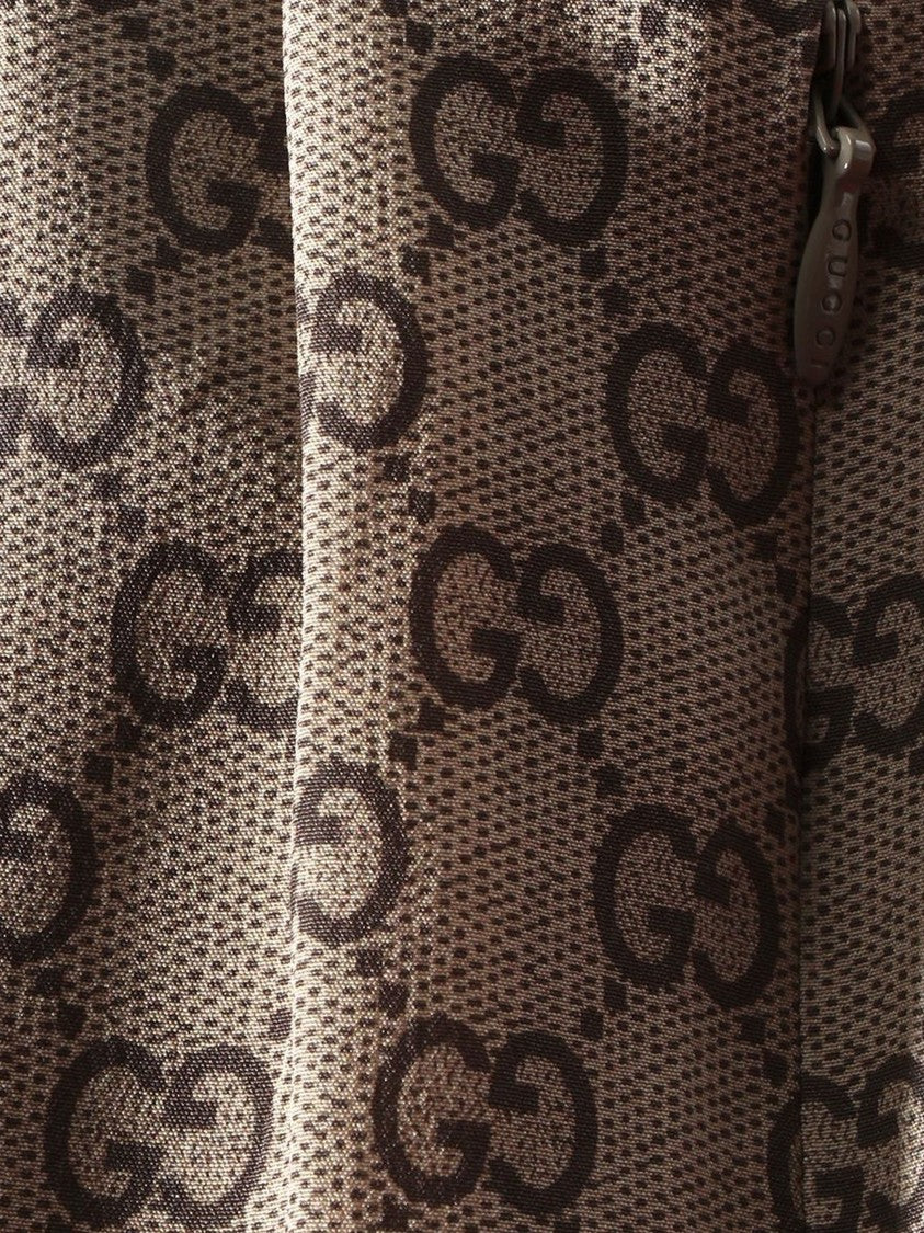 Gucci Beige Original Gg Print Silk Wide-Leg Pants