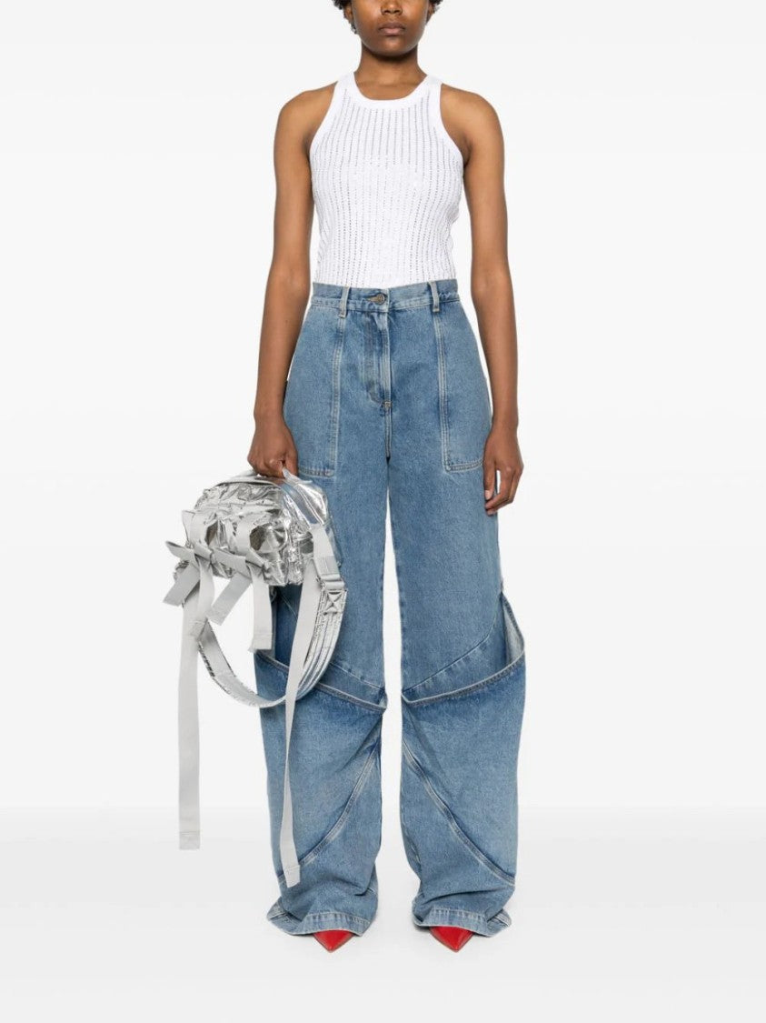 The Attico Rhinestone-Embellished Cotton Tank Top