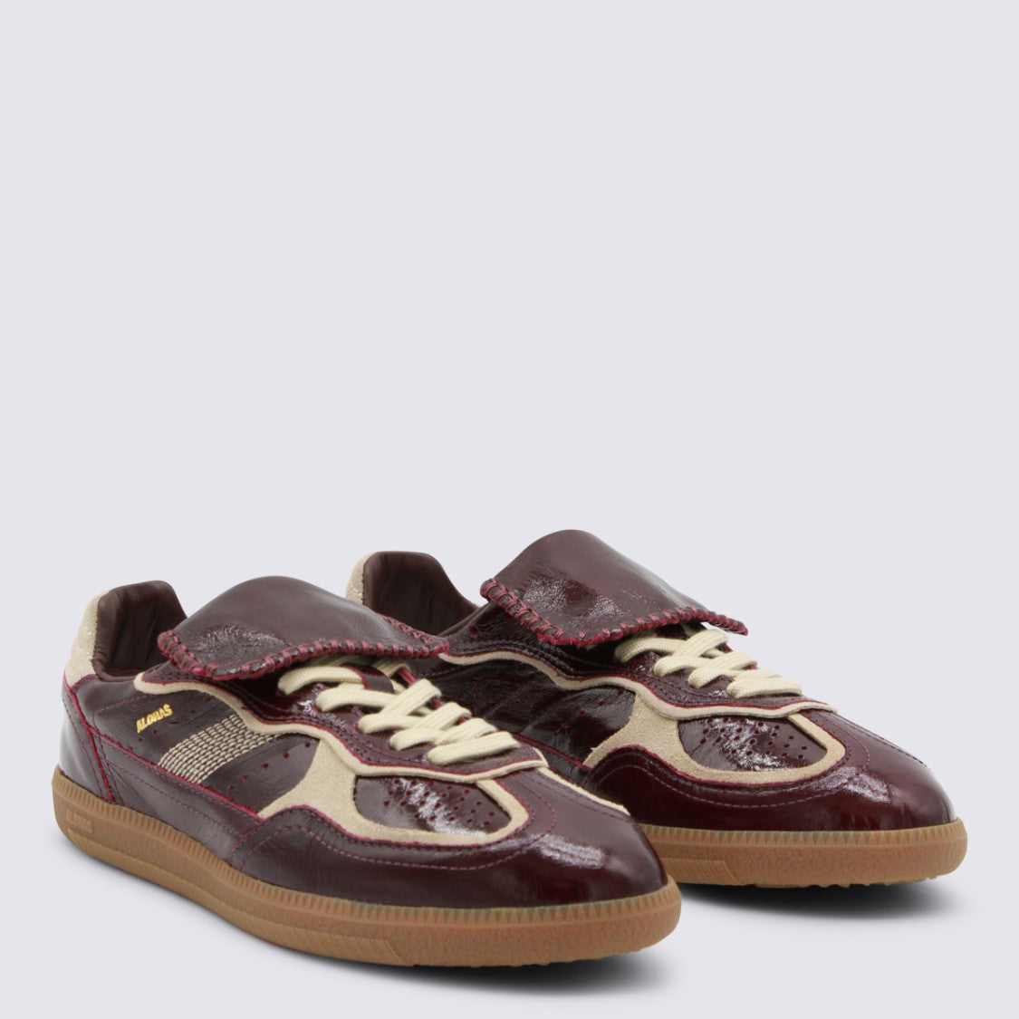 Alohas Glossy Burgundy Leather Sneakers With Suede Accents