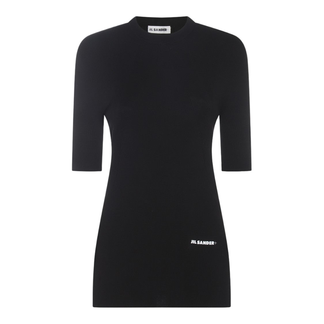 Jil Sander Fitted Black Sweater With Crew Neckline And Subtle Logo Detail