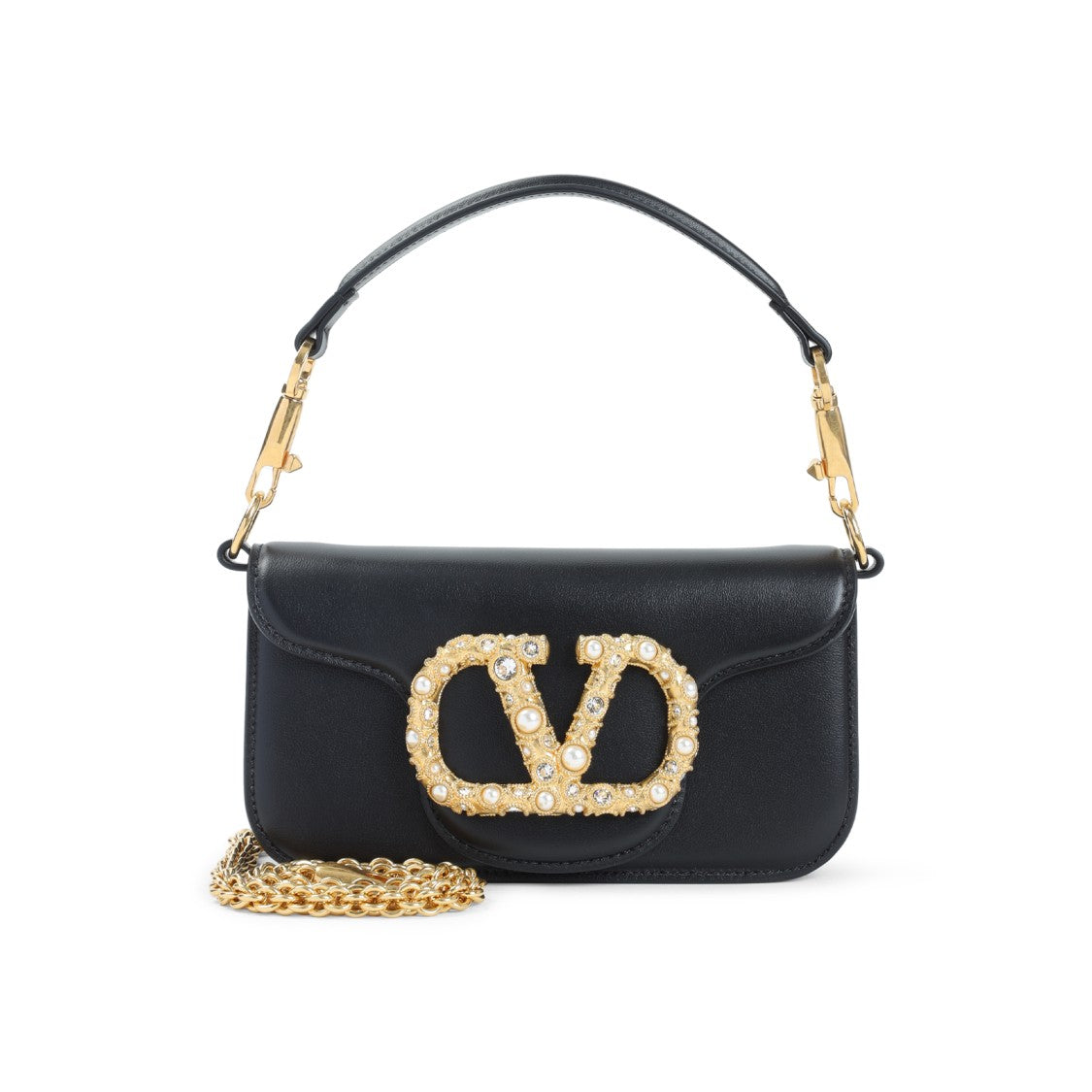 Valentino Garavani Locò Small Black Calf Leather Shoulder Bag