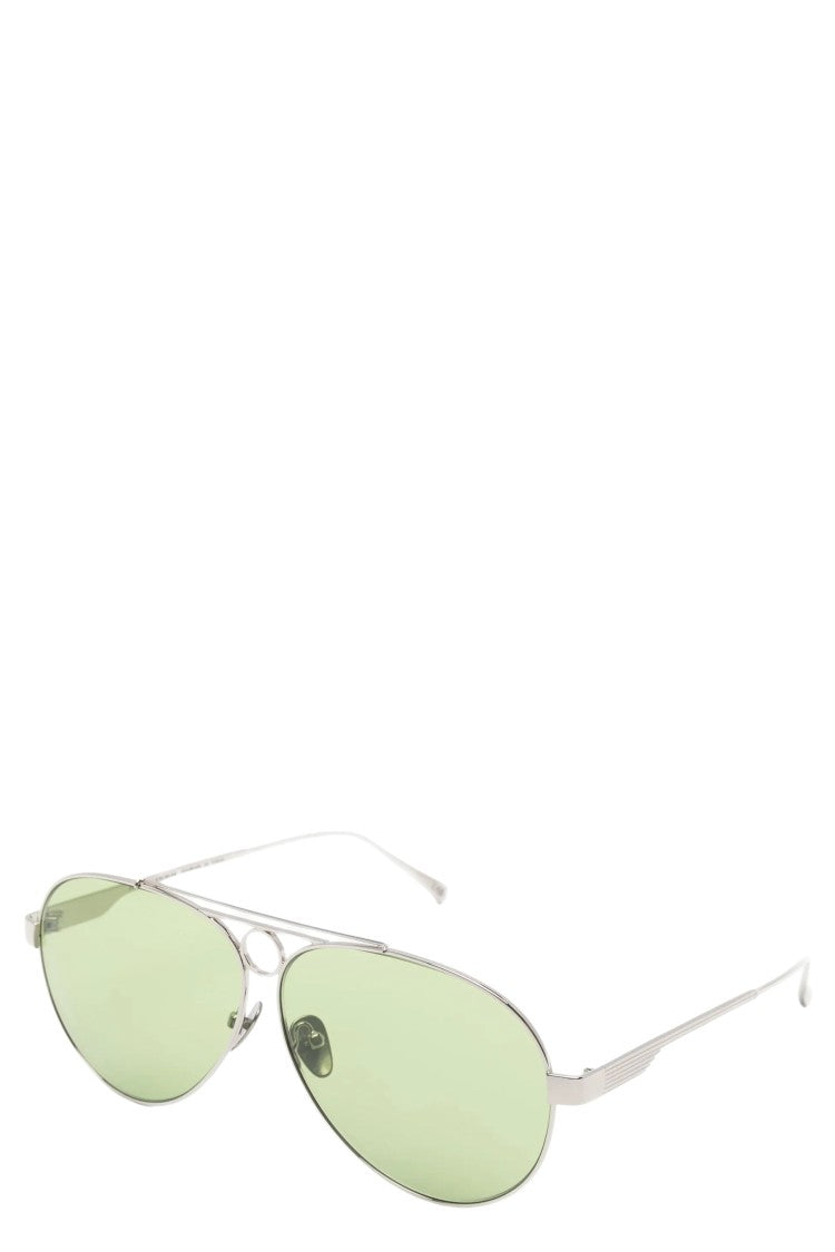 Face.Hide Hunter Teardrop Silver Frame Green Lens Sunglasses