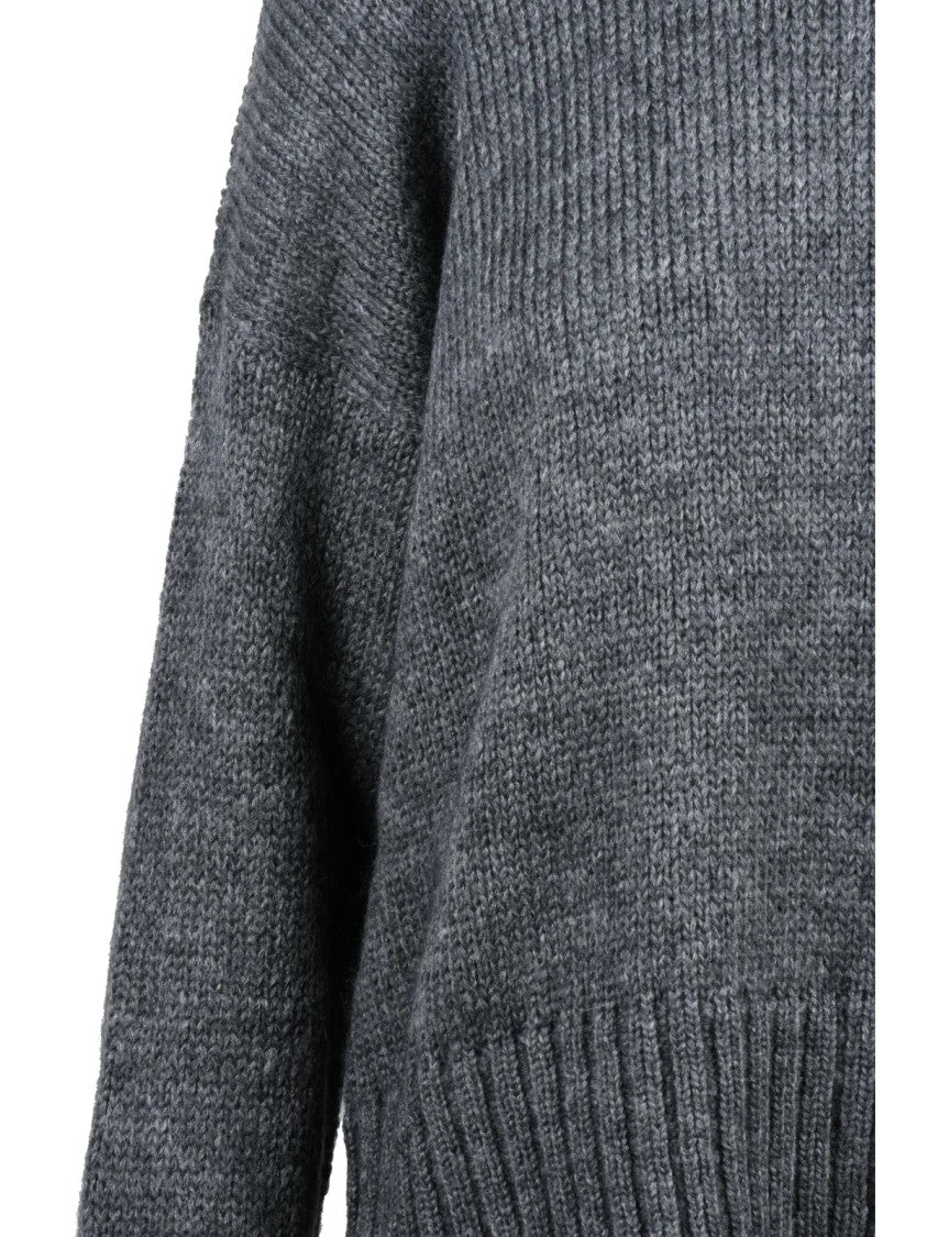 Alpha Studio Mock Neck Knit Sweater With Ribbed Texture And Relaxed Fit