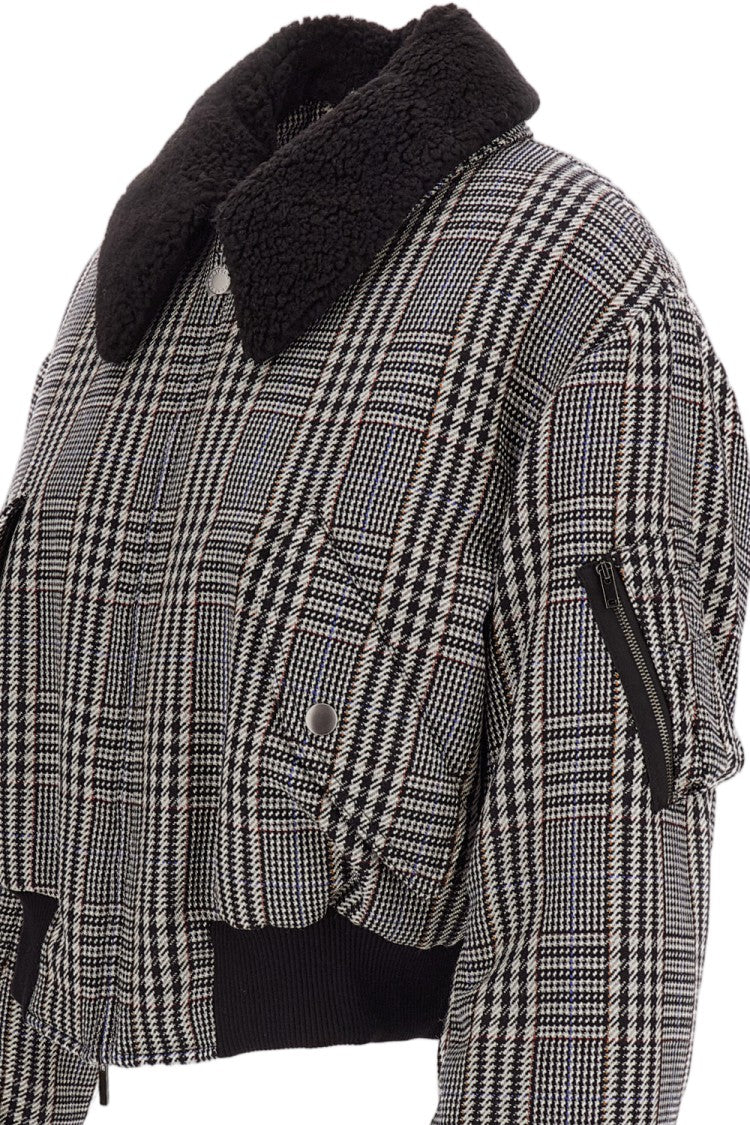 Stella Mccartney Padded Wool Bomber Jacket With Houndstooth Check