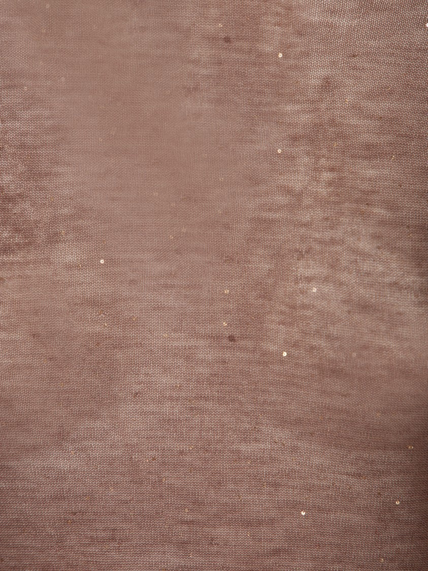 Pinko Semi-Sheer Brown Knitwear With Delicate Embellishments