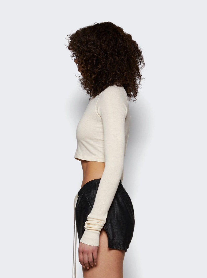 Rick Owens Cropped Long Sleeve Top Natural