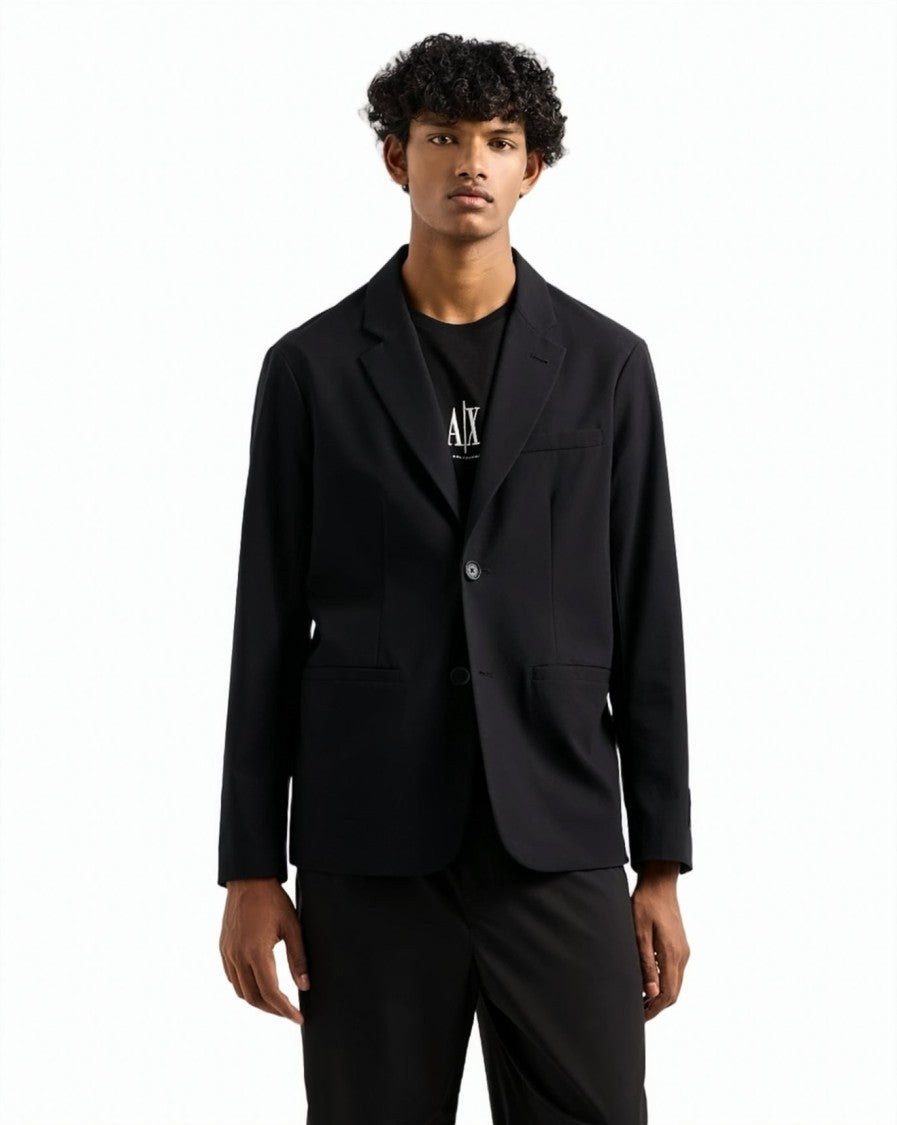 Armani Exchange Fluid Fabric Notched Lapel Single-Breasted Blazer
