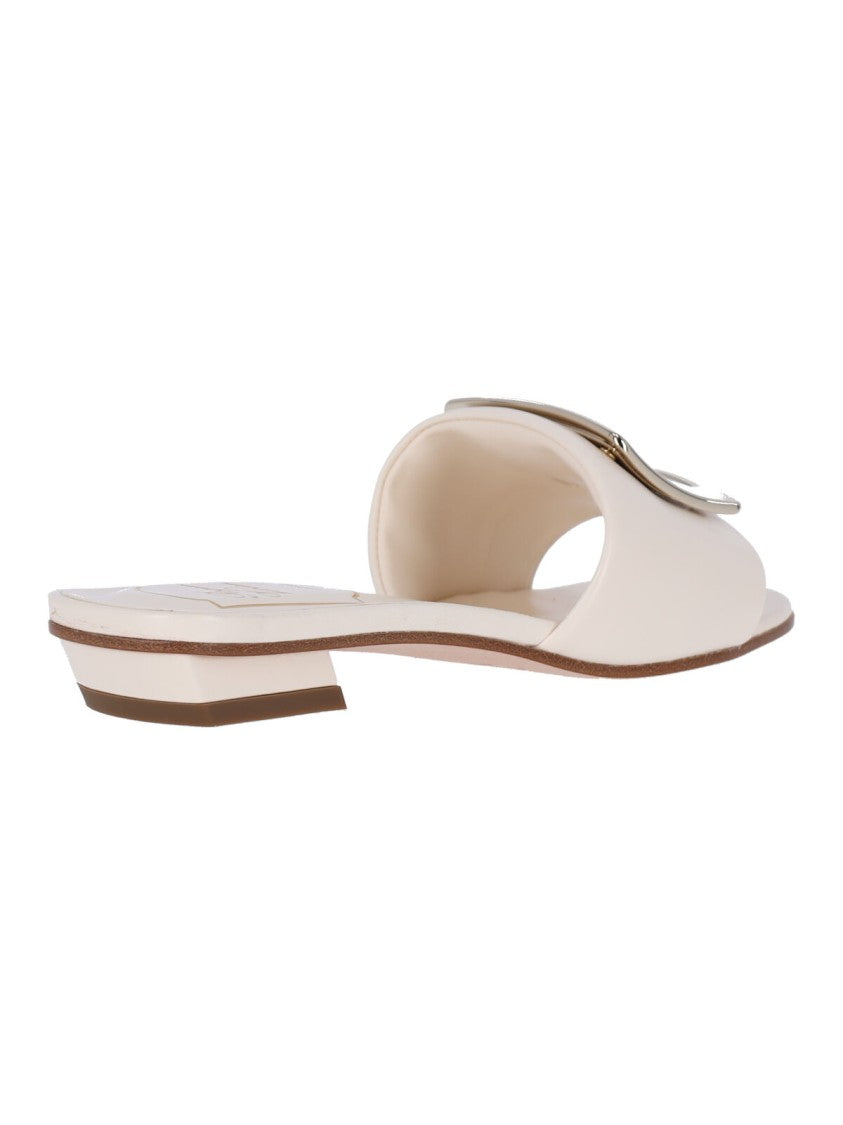Roger Vivier White Lambskin Belle Vivier Sandals